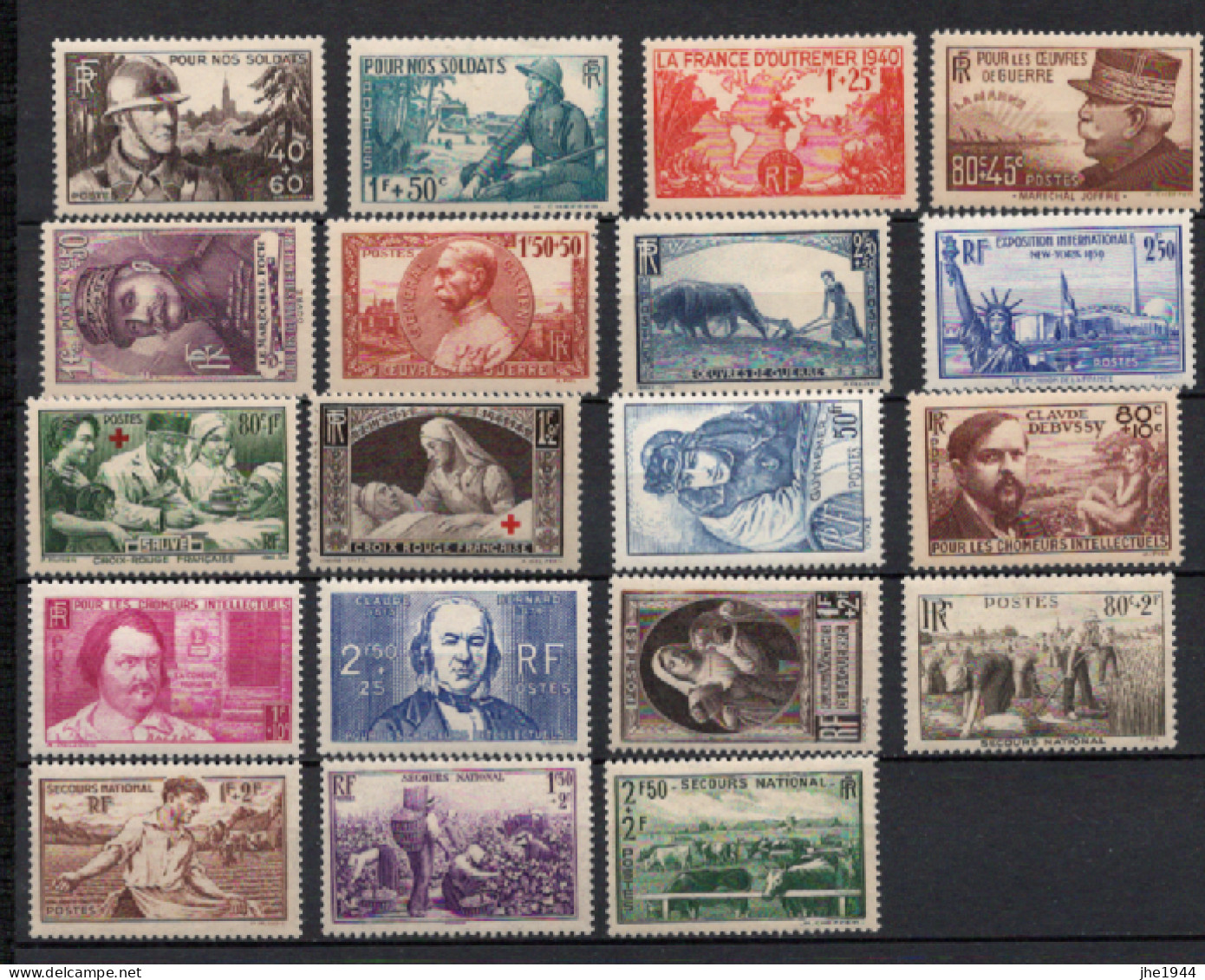 France Année Compléte 1940 N° 451 à 469 Neufs ** Soit 19 Timbres - 1940-1949