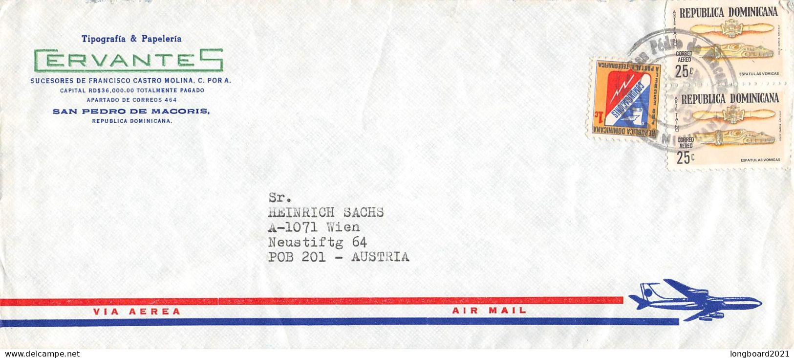 DOMINICAN REP - AIRMAIL 1972 - WIEN/AT / 6284 - Dominican Republic