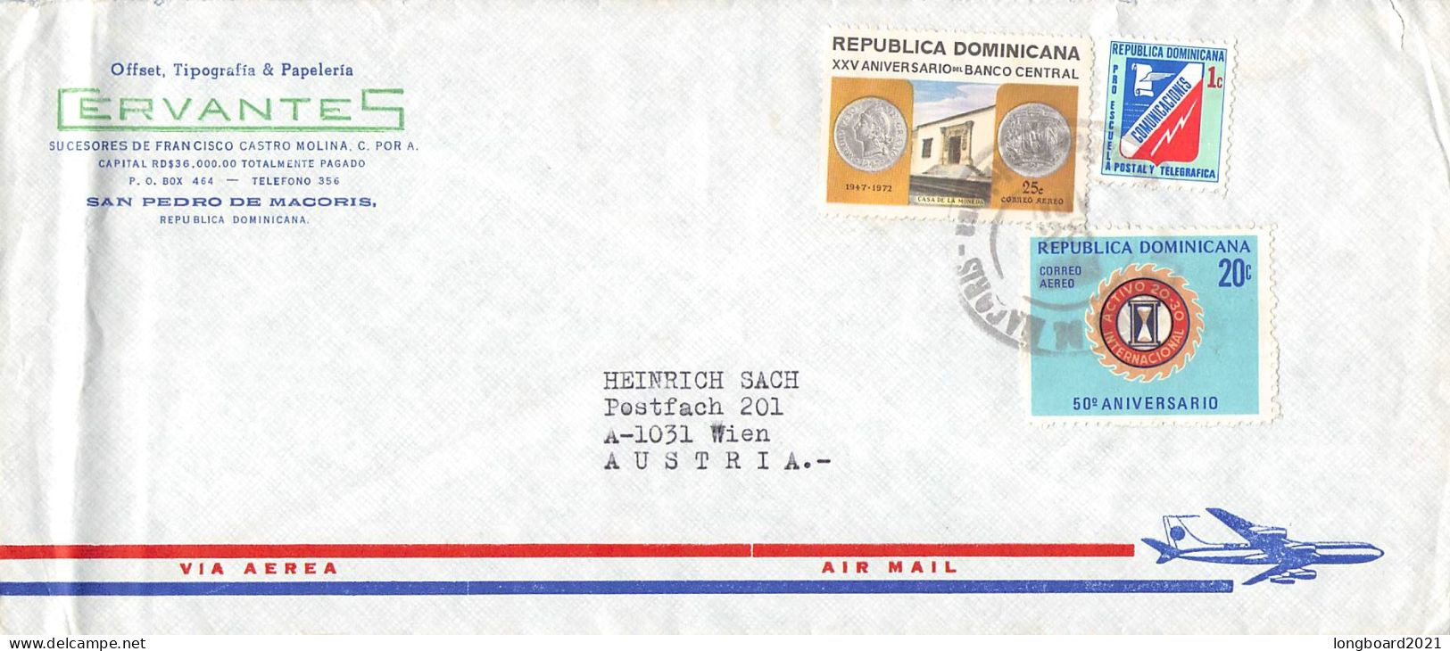 DOMINICAN REP - AIRMAIL 1972 - WIEN/AT / 6286 - Dominicaanse Republiek