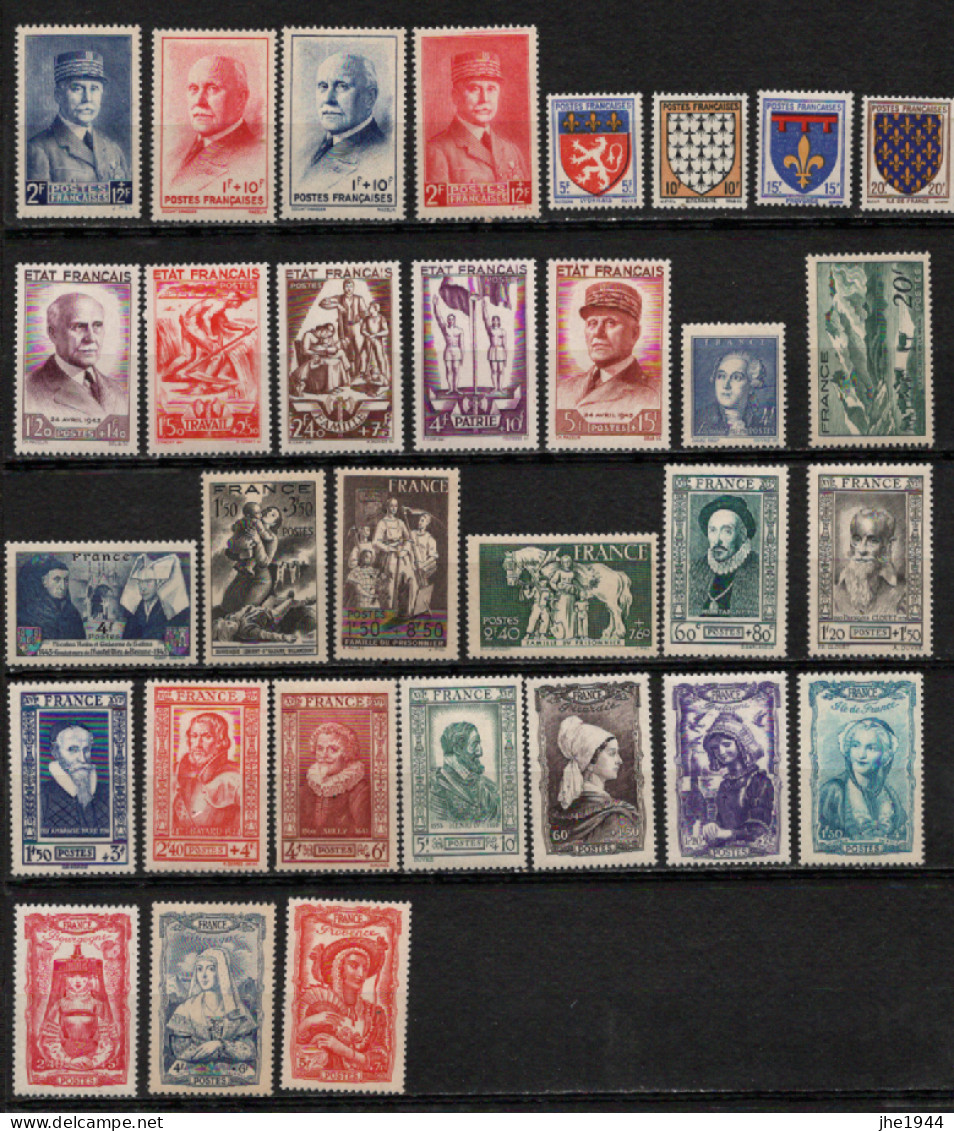 France Année Compléte 1943 N° 568 à 598 Neufs ** Soit 31 Timbres - 1940-1949