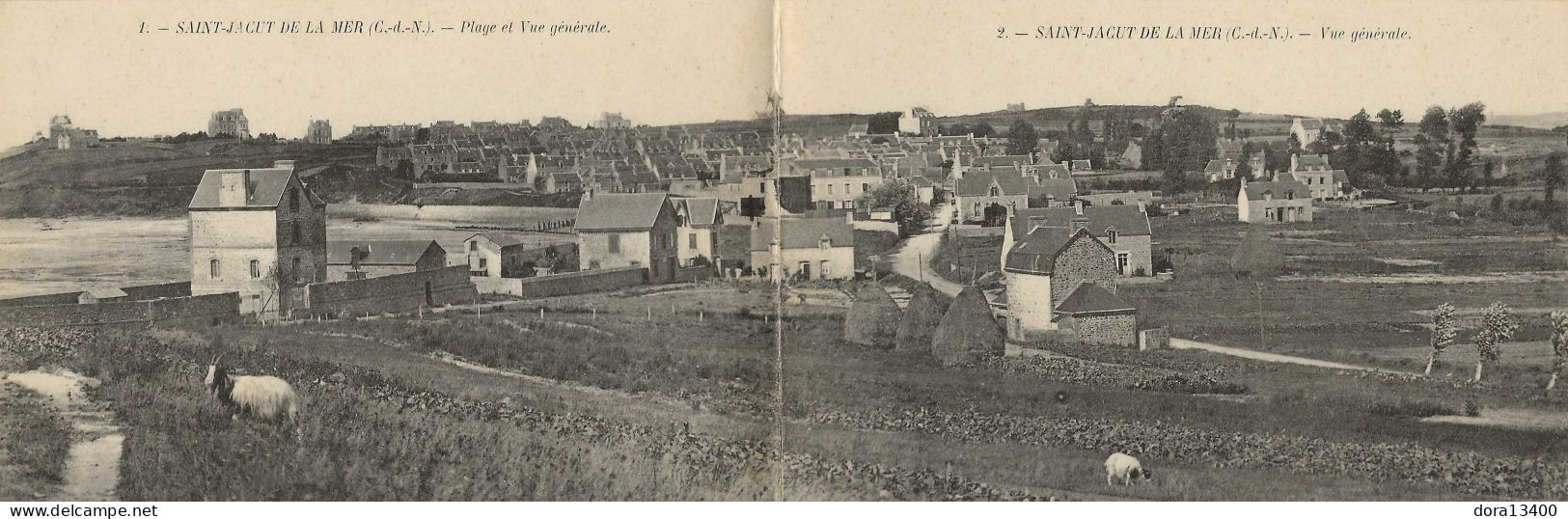 CPA22- SAINT-JACUT-DE-LA-MER- Carte Panoramique- Plage Et Vue Générale - Saint-Jacut-de-la-Mer