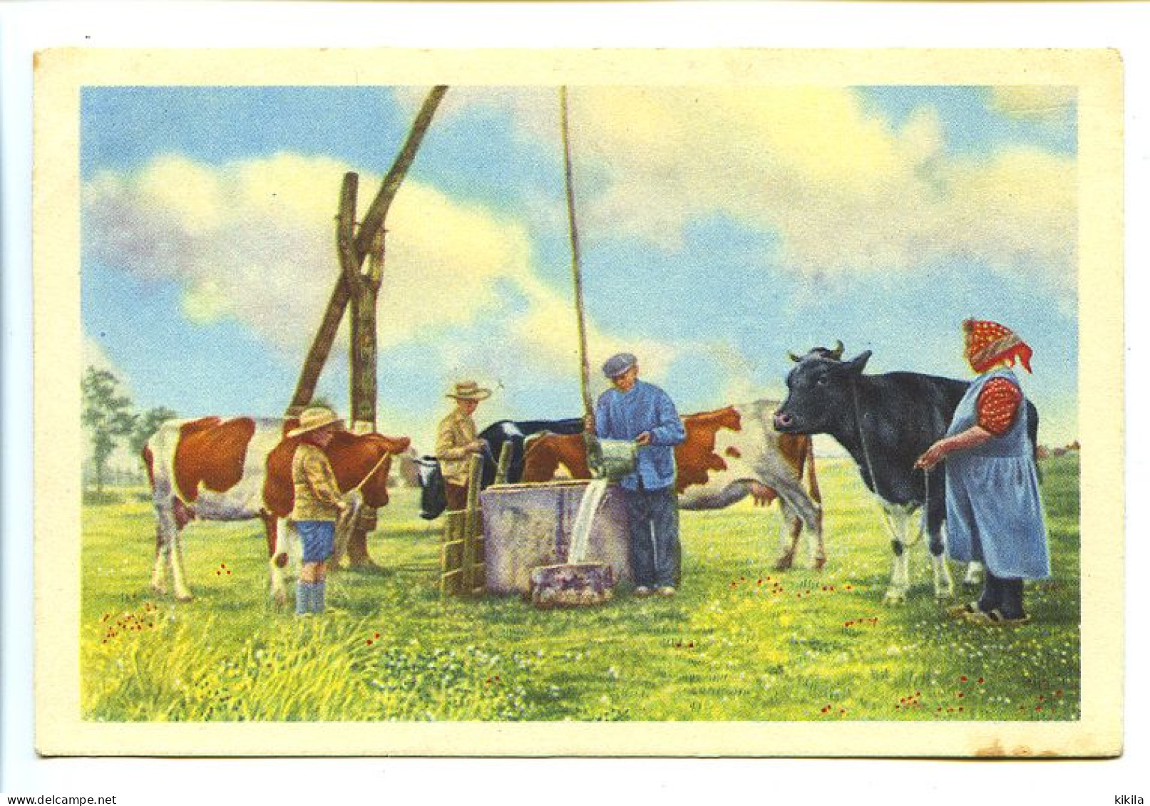 Image 12 X 7.8 Belgique Folklore Belge Belgische Folklore KOERSEL (près De Hasselt) L'abreuvoir De Campagne  * - Côte D'Or