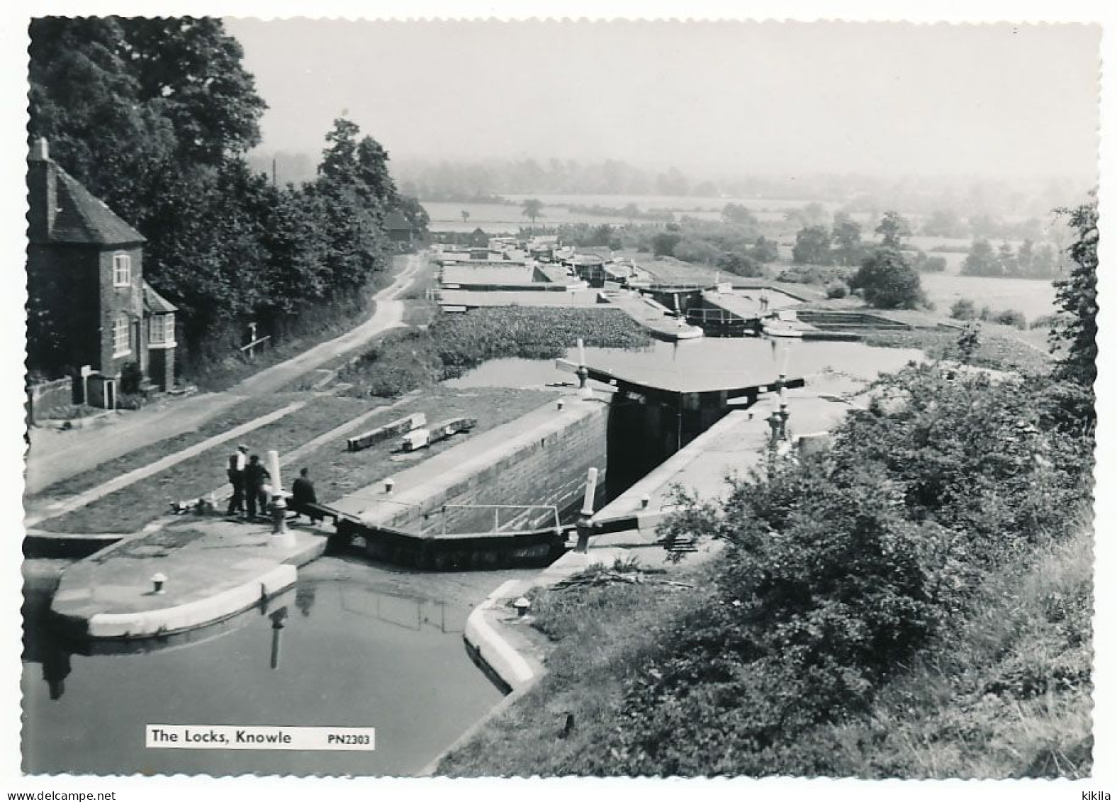 CPSM Dentelée 10.5 X 15  Grande Bretagne Angleterre (164) KNOWLE  The Locks  Les Ecluses  Péniches - Otros & Sin Clasificación