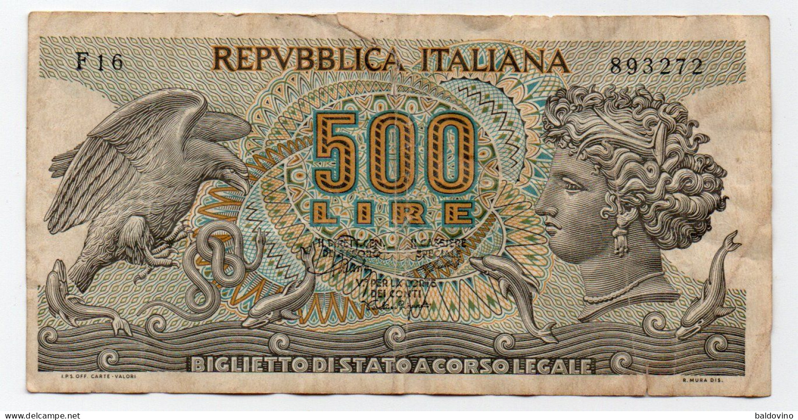 Italia  500 £. Aretusa - 500 Lire