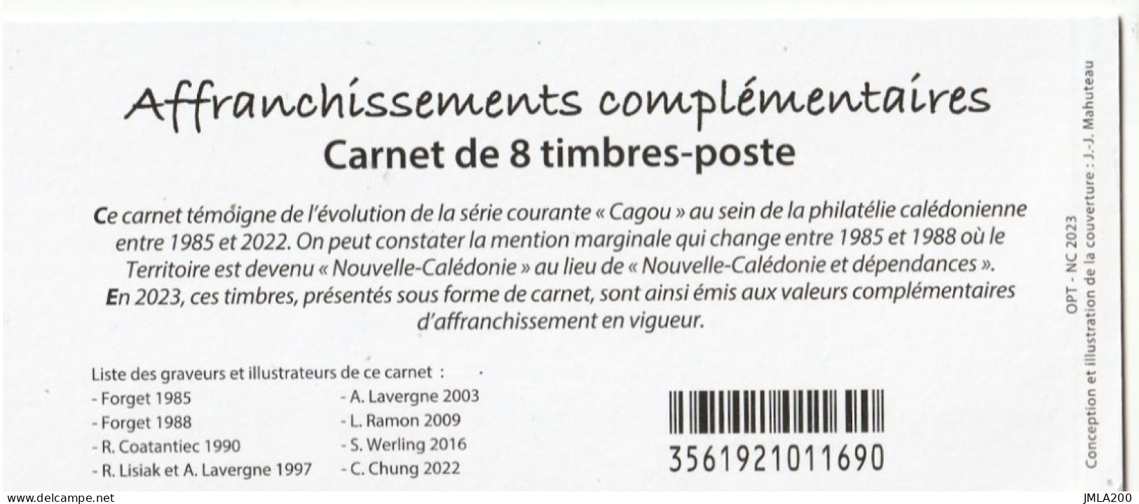 Nouvelle Calédonie 2023 Carnet Cagou De Timbres Pour Affranchissement Complémentaire - Postzegelboekjes