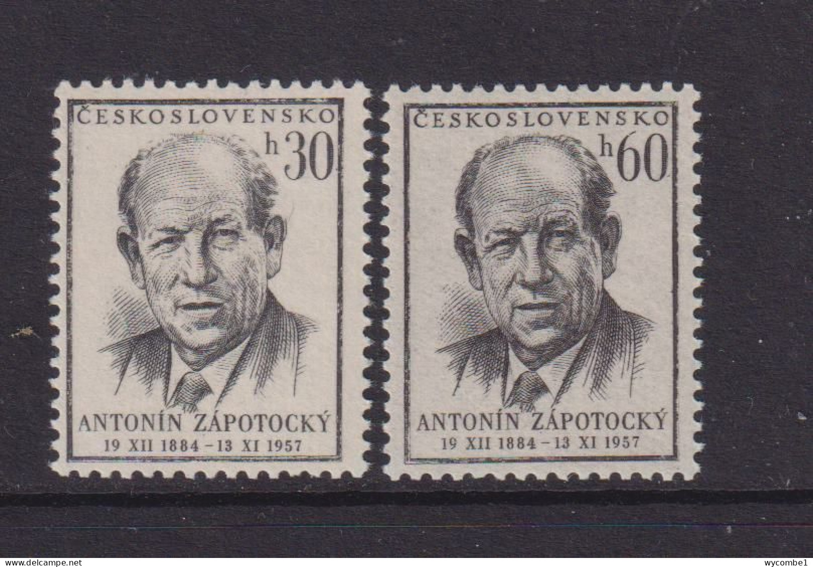 CZECHOSLOVAKIA  - 1957 Death Of Zapotocky Set  Never Hinged Mint - Neufs