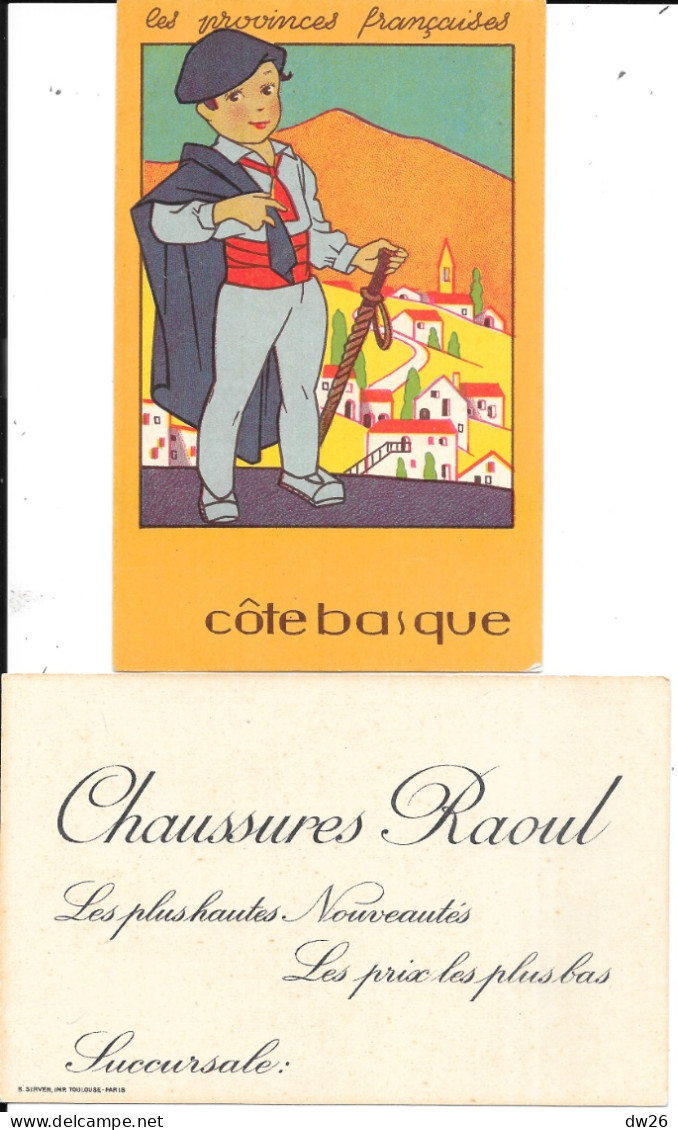 Publicité Chaussures Raoul: Illustration Les Provinces Françaises - La Côte Basque - Carte Non Circulée - Werbepostkarten