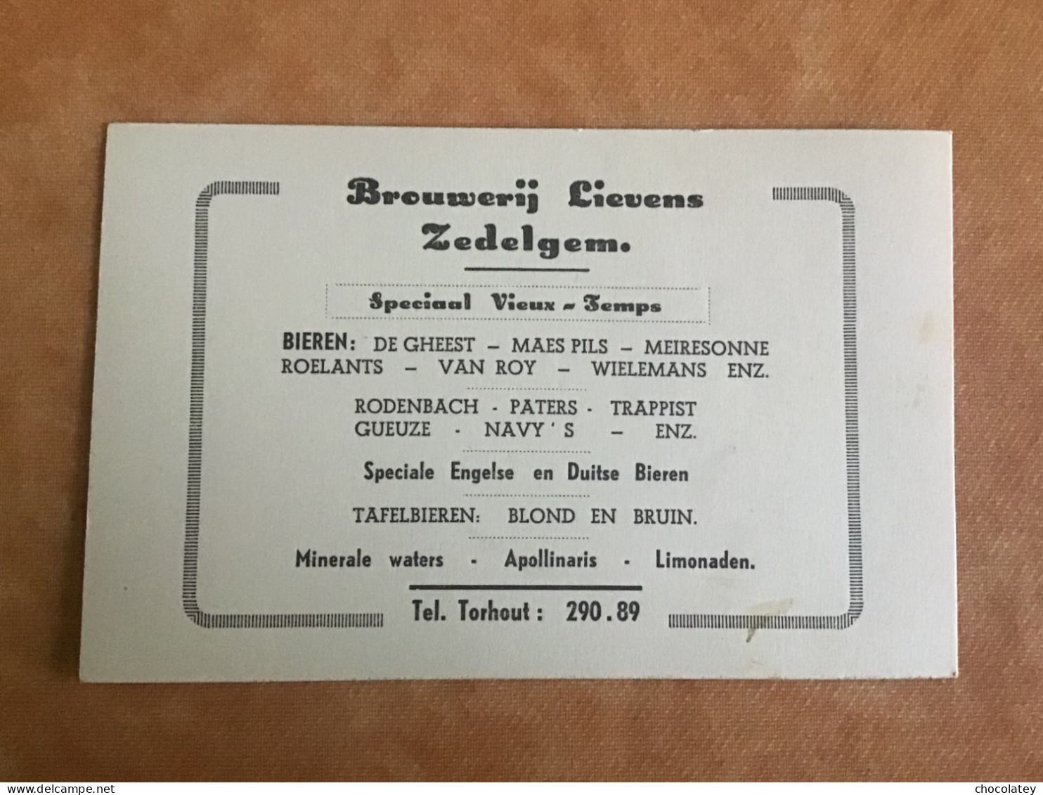 Brouwerij Lievens Zedelgem Torhout - Visiting Cards