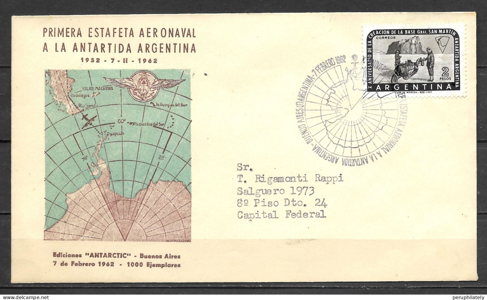 Argentina 1962 , First Antarctic Post Office Naval Air - Altri & Non Classificati