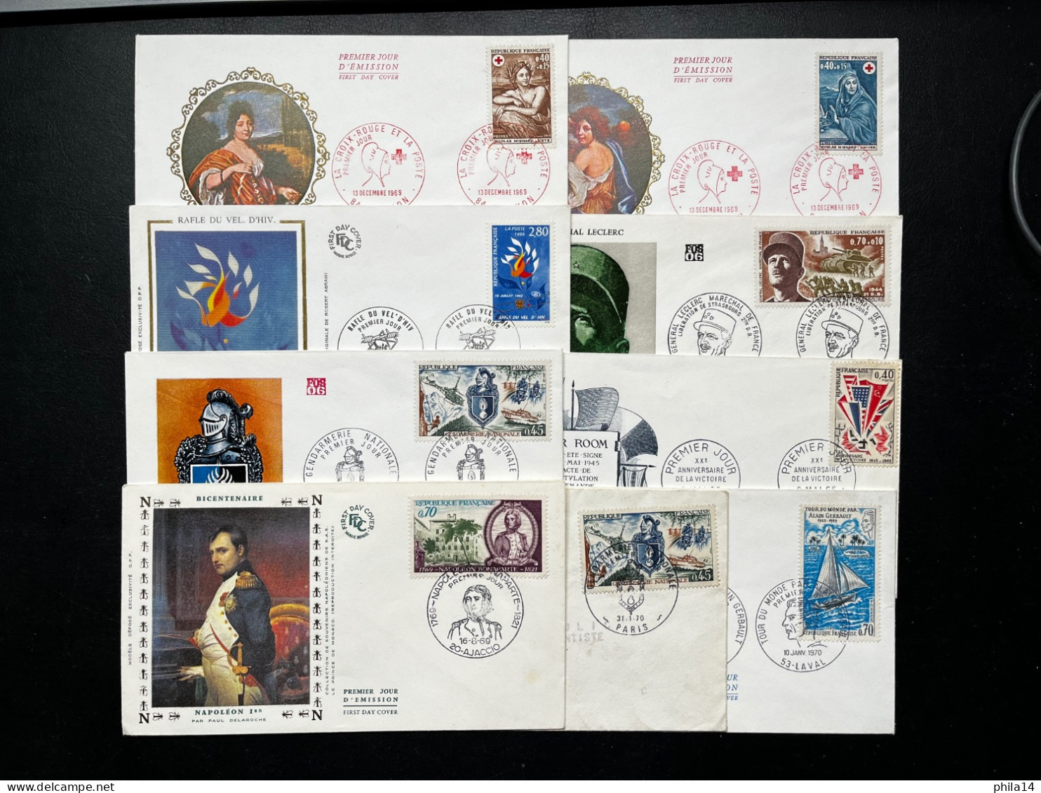 SP LOT DE 9 ENVELOPPES PREMIER JOUR FDC / LOT N°500 / NAPOLEONGENDARMERIE GERBAULT WAR ROOMVEL D'HIV LECLERC... - Ohne Zuordnung