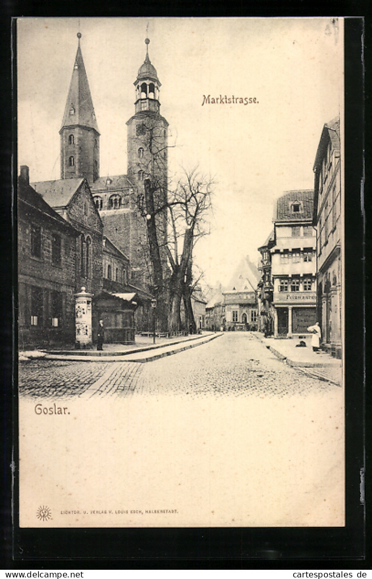 AK Goslar, Litfasssäule Auf Der Marktstrasse  - Goslar