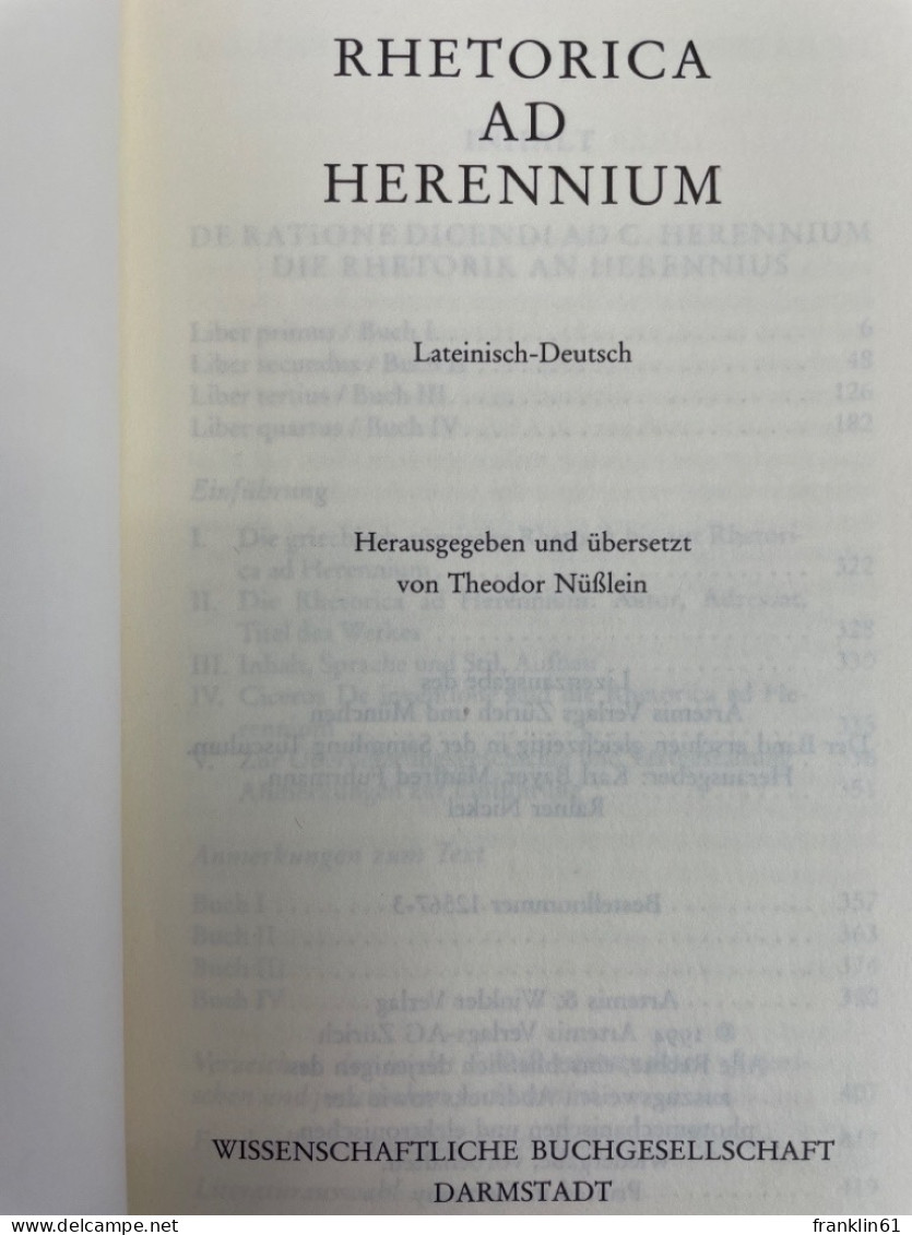 Rhetorica Ad Herennium : Lateinisch-deutsch. - Otros & Sin Clasificación