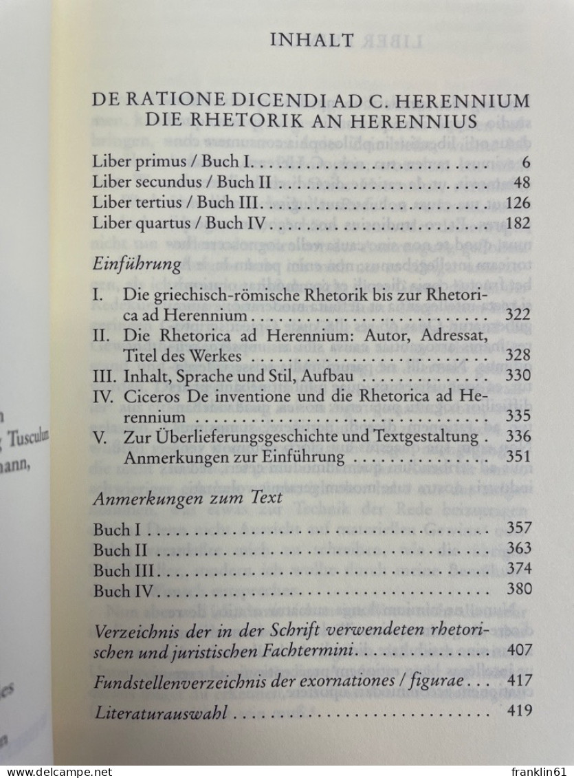 Rhetorica Ad Herennium : Lateinisch-deutsch. - Altri & Non Classificati