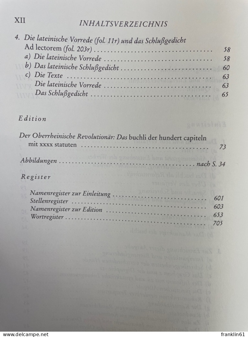 Der oberrheinische Revolutionär : das Buchli der hundert Capiteln mit XXXX Statuten.