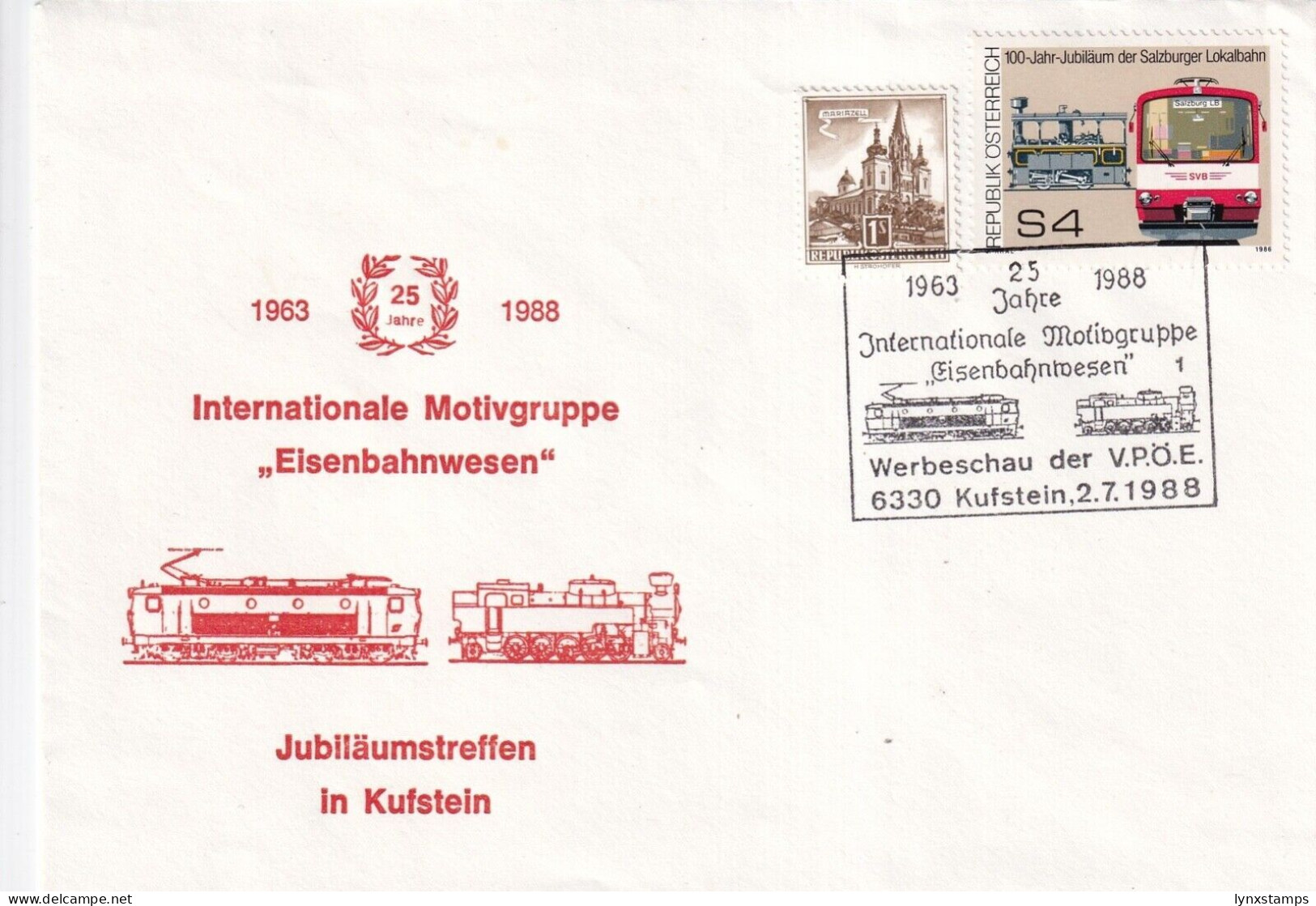 G018 Austria 1988 Trains Railroad Cover - Cartas & Documentos