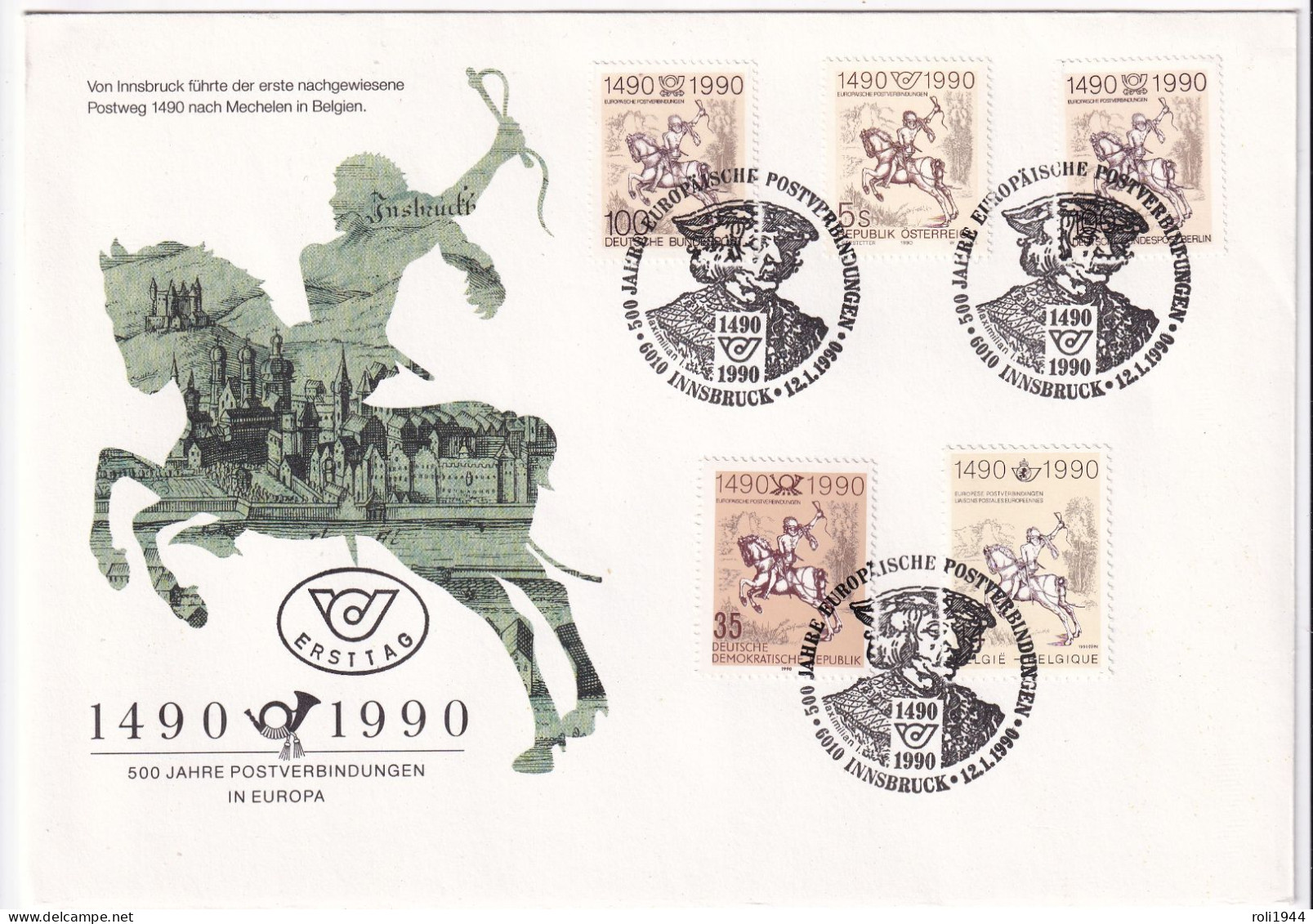 #D299-0136 FDC 500 Jahre Postverbindungen In Europa - Zonder Classificatie