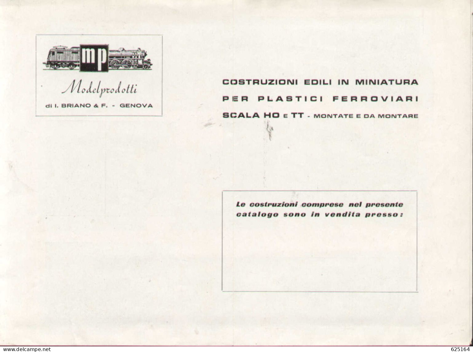 Catalogue MP ModelProdotti 1959? Ed. Italo Briano Genova Accessori HO - En Italien - Zonder Classificatie