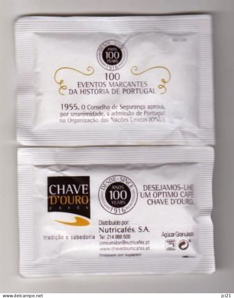 Sachet De Sucre, Sugar Portugal " CHAVE D'OURO " Histoire Année 1955 (scan Recto-verso) [S271]_Di427 - Suiker