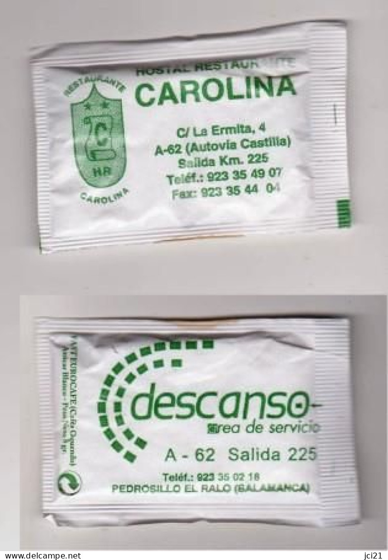 Sachet De Sucre, Sugar Espagne " DESCANSO " Hôtel Restaurant CAROLINA (scan Recto-verso) [S269]_Di426 - Zucchero (bustine)