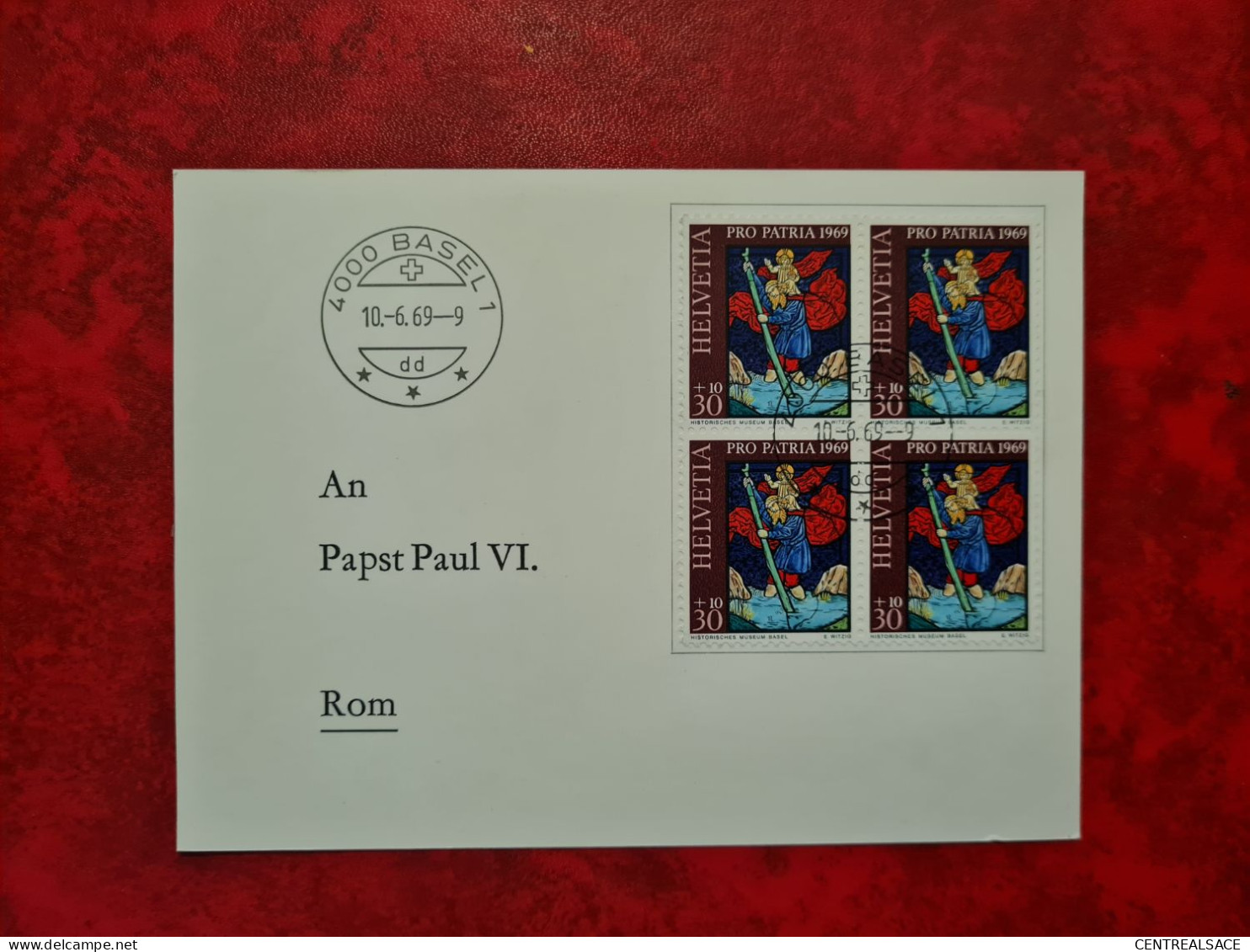 CARTE SUISSE  1969 BERN BASEL PRO PATRIA POUR LE PAPA JEAN PAUL VI AROME - Other & Unclassified