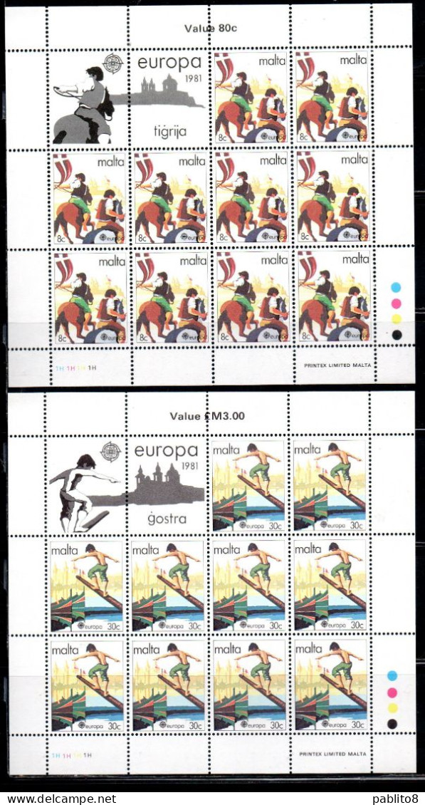 MALTA 1981 EUROPA CEPT UNITA COMPLETE SET BLOCK SHEET SERIE COMPLETA BLOCCO FOGLIETTI MNH - Malte