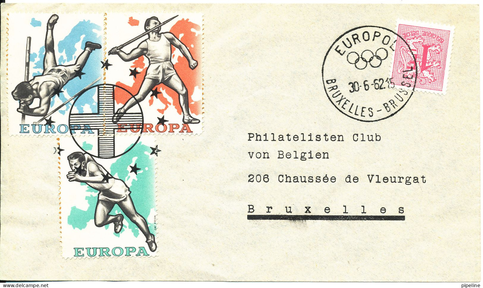 Belgium Cover 30-6-1962 With Vignette E84 Stamps Europol, European Police Championships Athletics - Brieven En Documenten