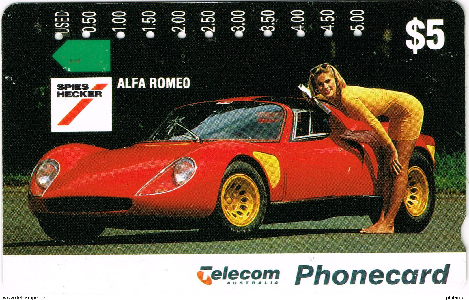 Australie Australia Telecarte Phonecard Carte A Trous Privee Spies Hecker Alfa Romeo Voiture Car 5$ UT  BE - Australia