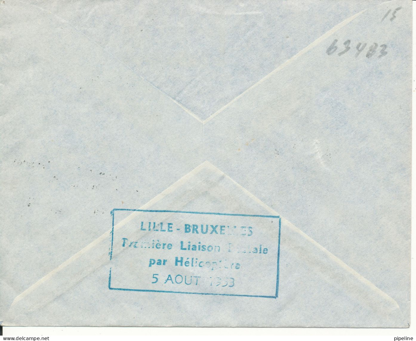 Belgium Cover Helicopterpost Sabena Brussel - Rijsel 5-8-1953 Sent To France - Cartas & Documentos