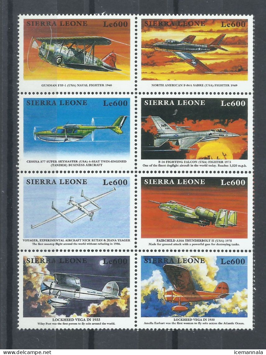 SIERRA  LEONA    YVERT  2613/20    MNH  ** - Airplanes