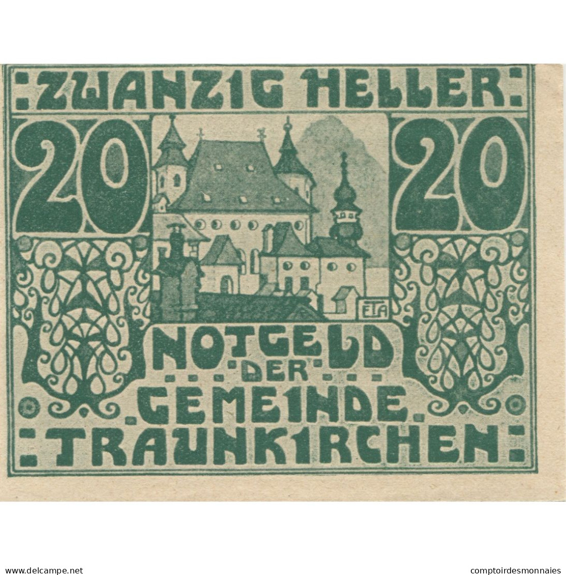 Billet, Autriche, Traunkirchen, 20 Heller, Château, 1920, SPL, Mehl:FS 1081 - Oesterreich