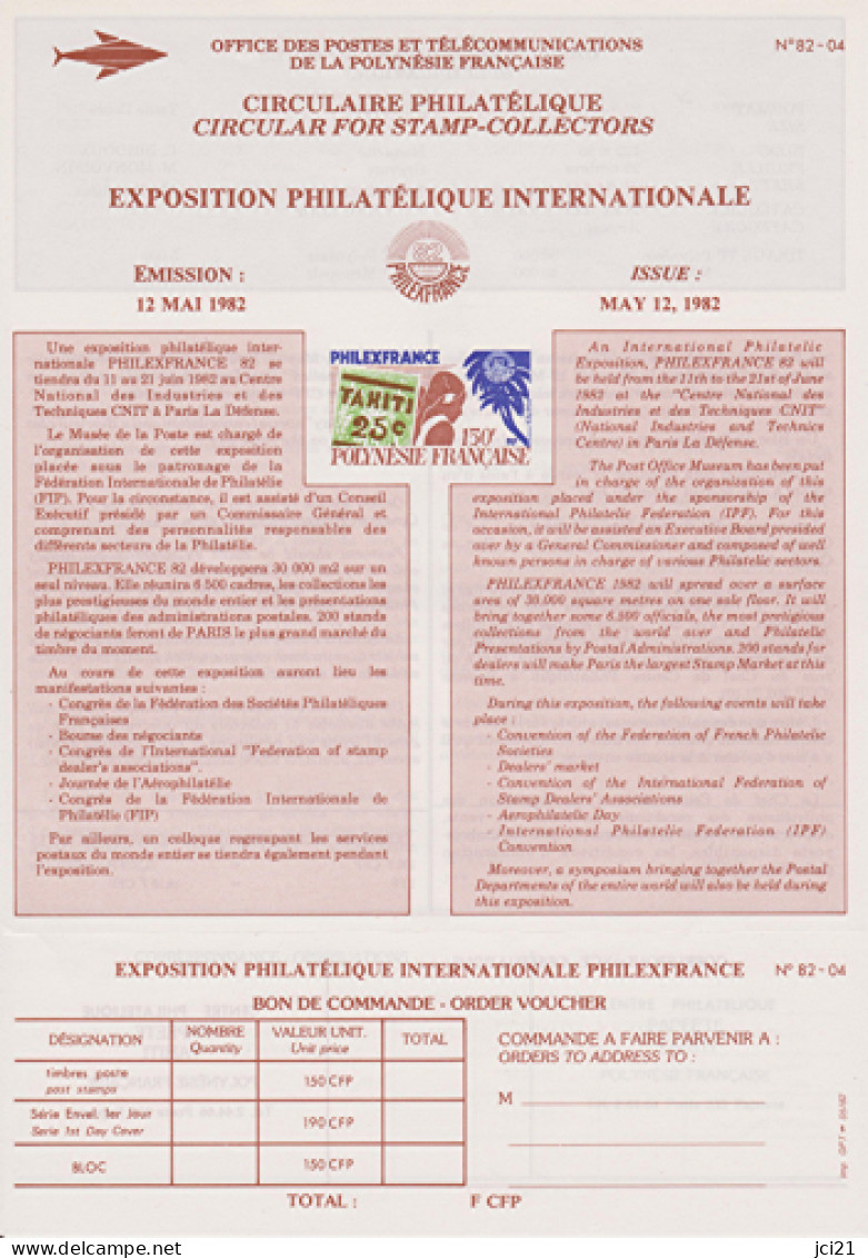 Copie De Circulaire Philatélique N°82-04 Du 12 Mai 1982 [COPIE] _T.Doc12-82/04 - Cartas & Documentos