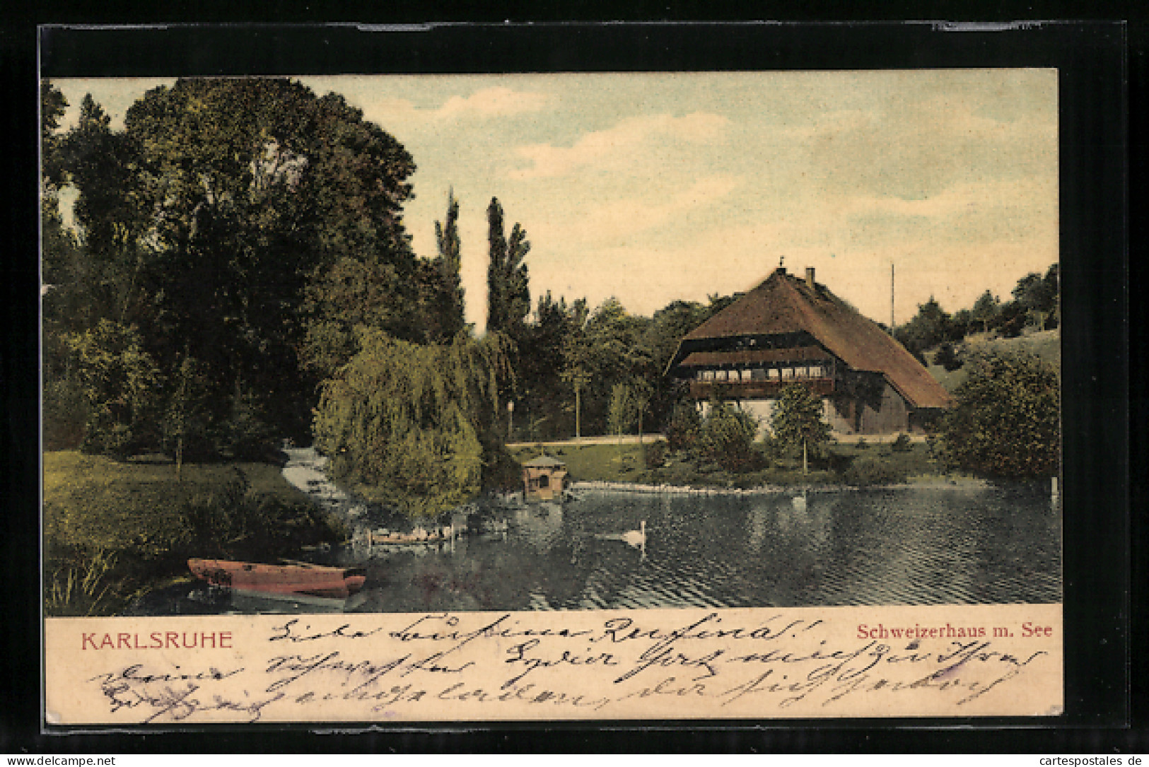 AK Karlsruhe, Gasthof Schweizerhaus Mit See  - Karlsruhe