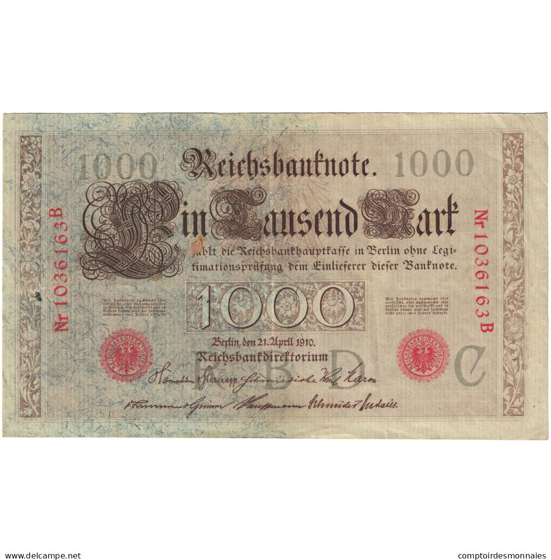 Billet, Allemagne, 1000 Mark, 1910, 1910-04-21, KM:44a, TB - 1.000 Mark