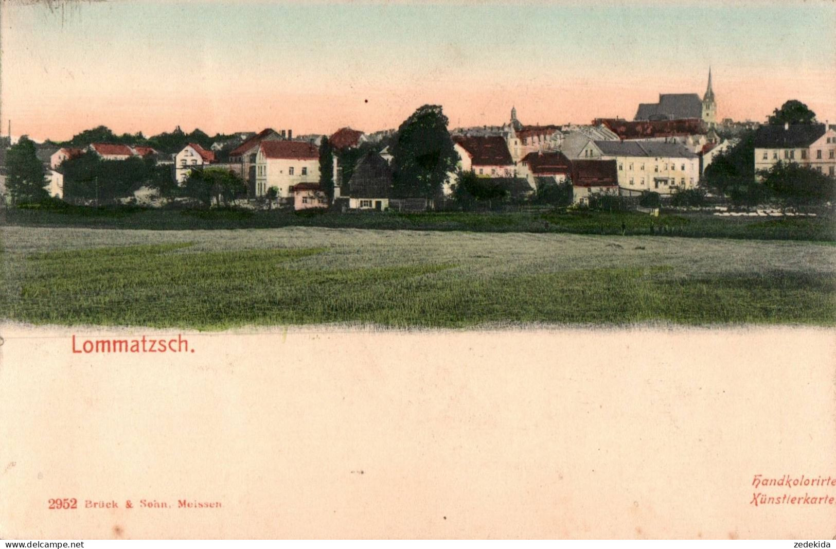 H1555 - Lommatzsch - Brück & Sohn - Handcolorierte Künstlerkarte - Lommatzsch