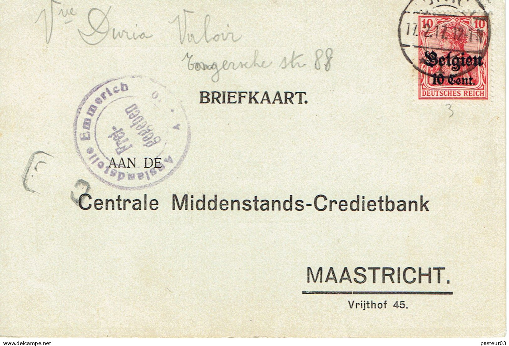 Belgique Carte Postale N° 3 Occupation Allemande 17-02-1917 - Other & Unclassified