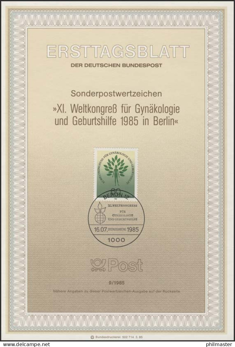 ETB 09/1985 Gynäkologie Und Geburtshilfe - 1e Jour – FDC (feuillets)