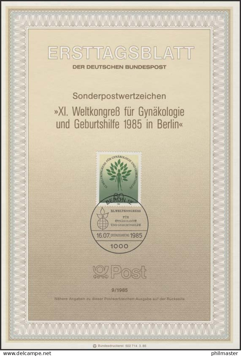 ETB 09/1985 Gynäkologie Und Geburtshilfe - 1er Día – FDC (hojas)