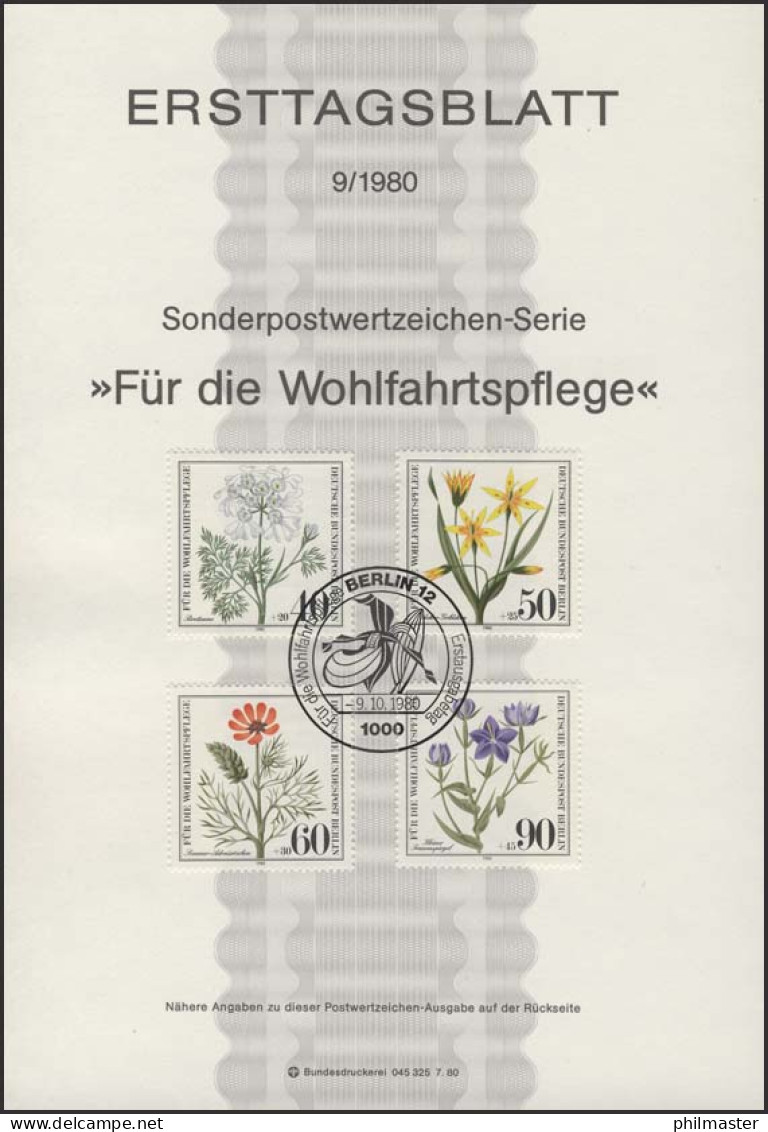 ETB 09/1980 Wofa, Gefährdete Ackerwildkräuter - 1er Día – FDC (hojas)