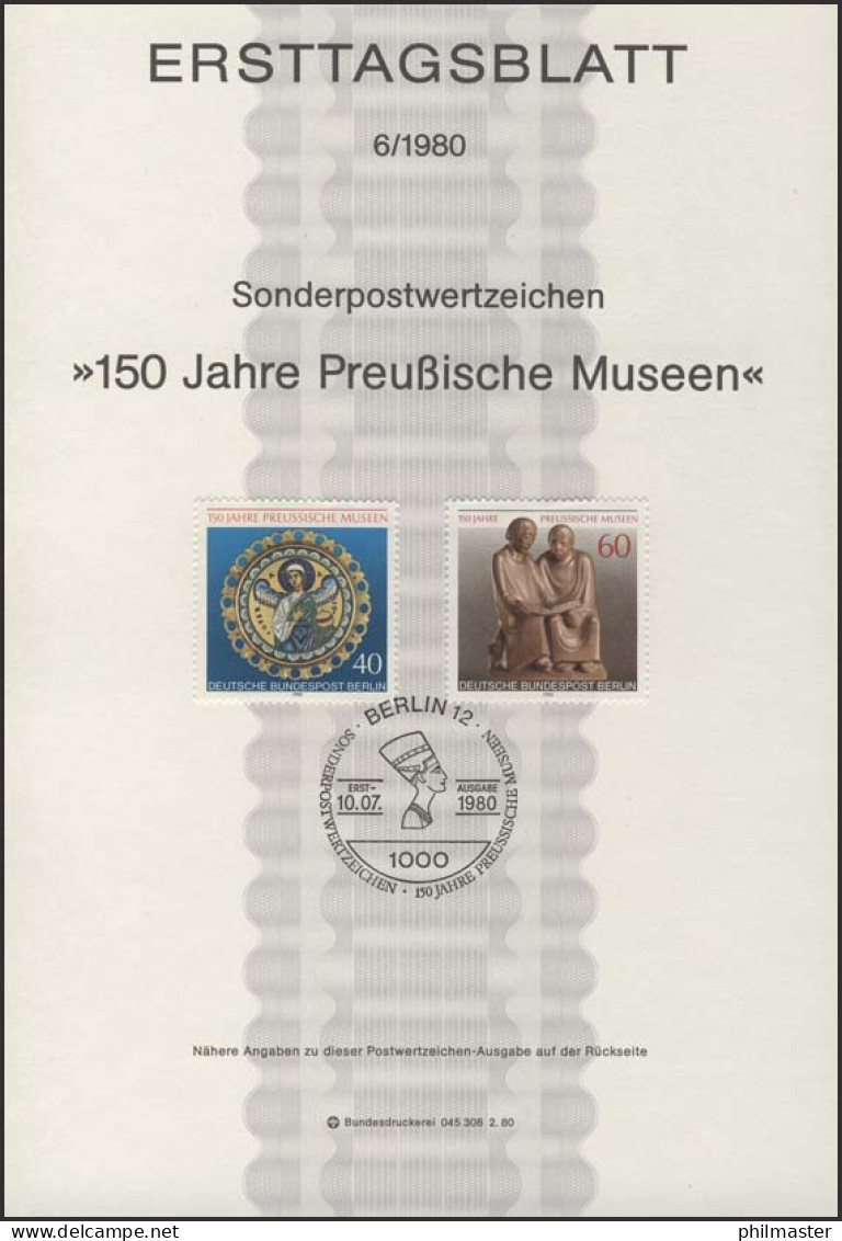 ETB 06/1980 Preußische Museen - 1. Tag - FDC (Ersttagblätter)