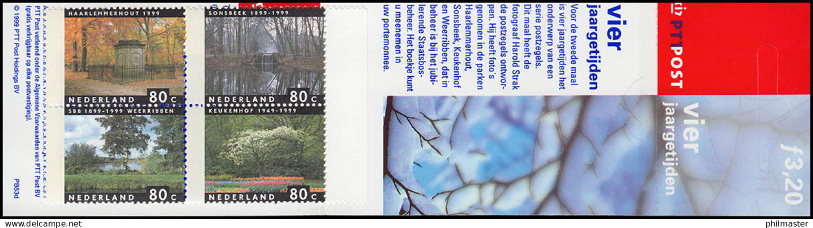 Markenheftchen 52 Die Vier Jahreszeiten 1999 - Winter Sonsbeek PB 53d, ** - Booklets & Coils