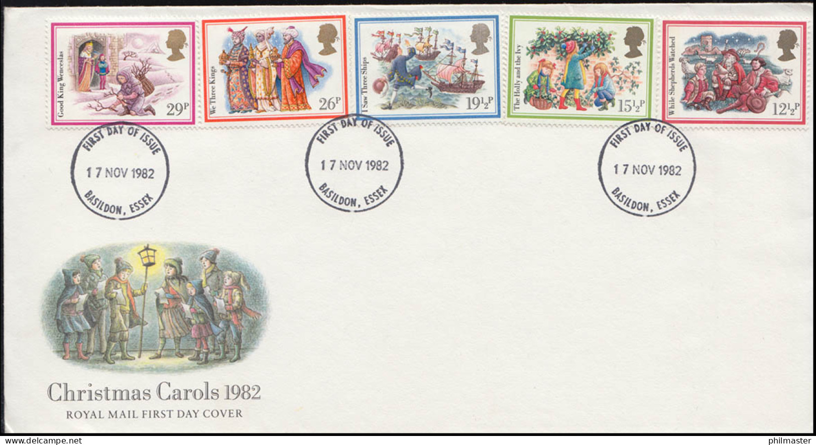 Großbritannien: 933-937 Weihnachten Christmas Carols 1982, 5 Werte, Schmuck-FDC - Andere & Zonder Classificatie