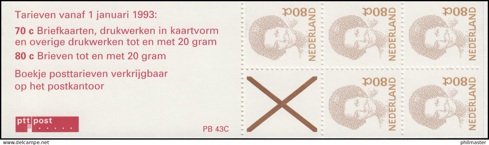 Markenheftchen 44 Königin Beatrix 1991 Mit 2 Tarife Und PB 43C, ** - Carnets Et Roulettes