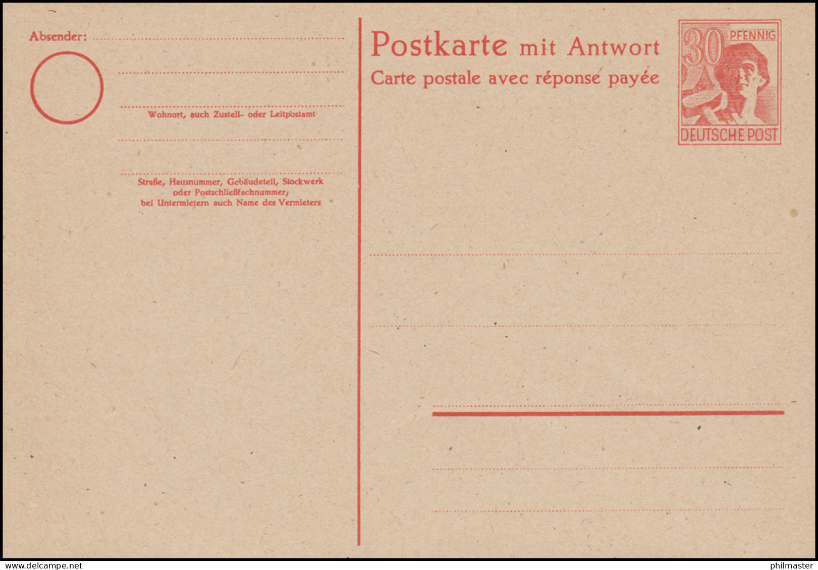 P 964 Arbeiter 30/30 Pfennig Rot, Postfrisch - Mint