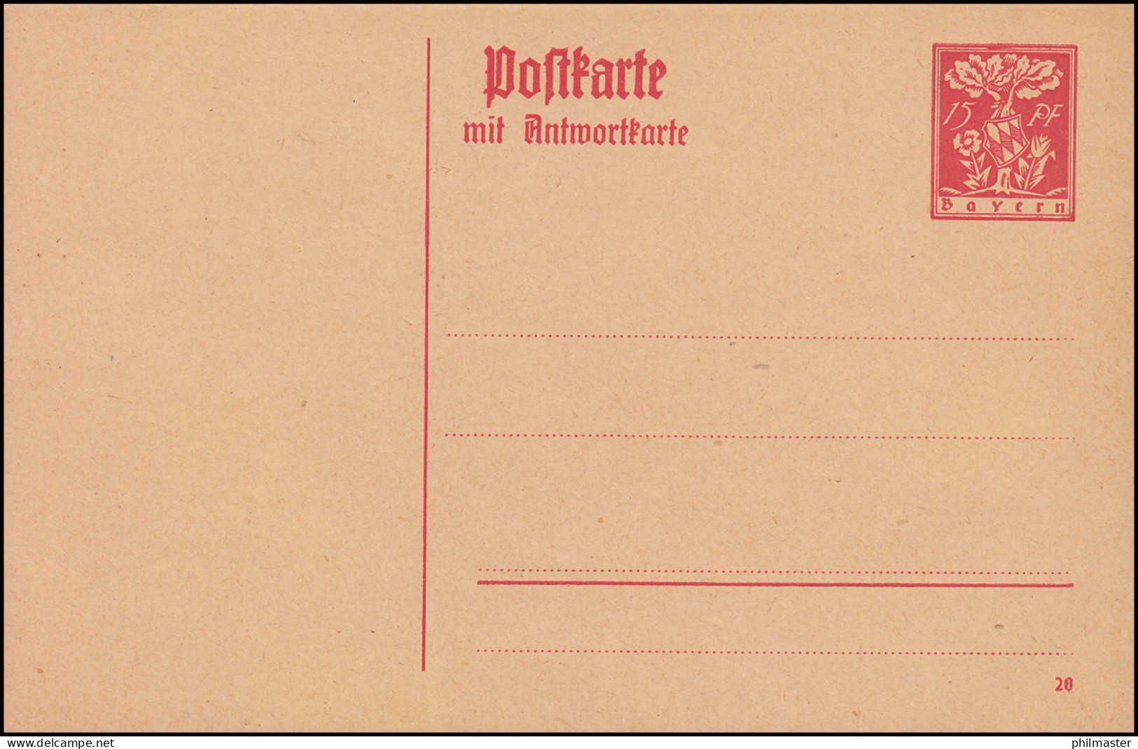 Bayern Postkarte P 119 Abschiedsausgabe 15/15 Pf Rot, Wie Verausgabt **  - Postal  Stationery