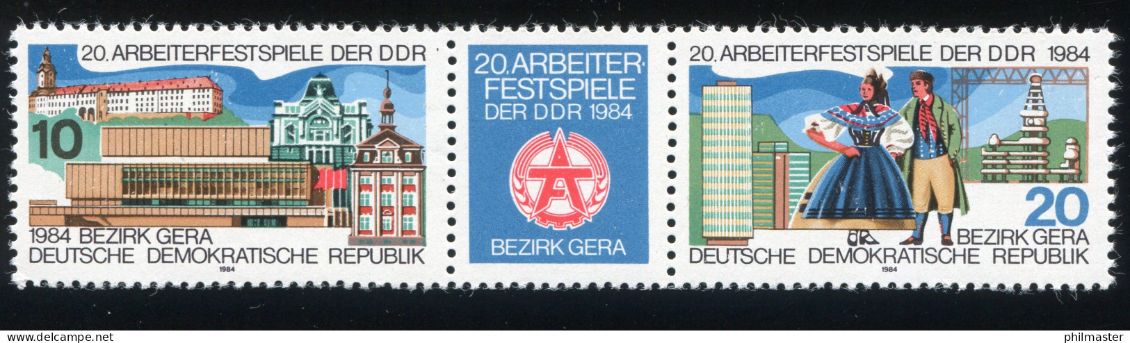 2880-2881 Gera 1984, Zusammendruck Mit PLF Auf 2880: Fleck Im Giebelfenster, ** - Errors & Oddities