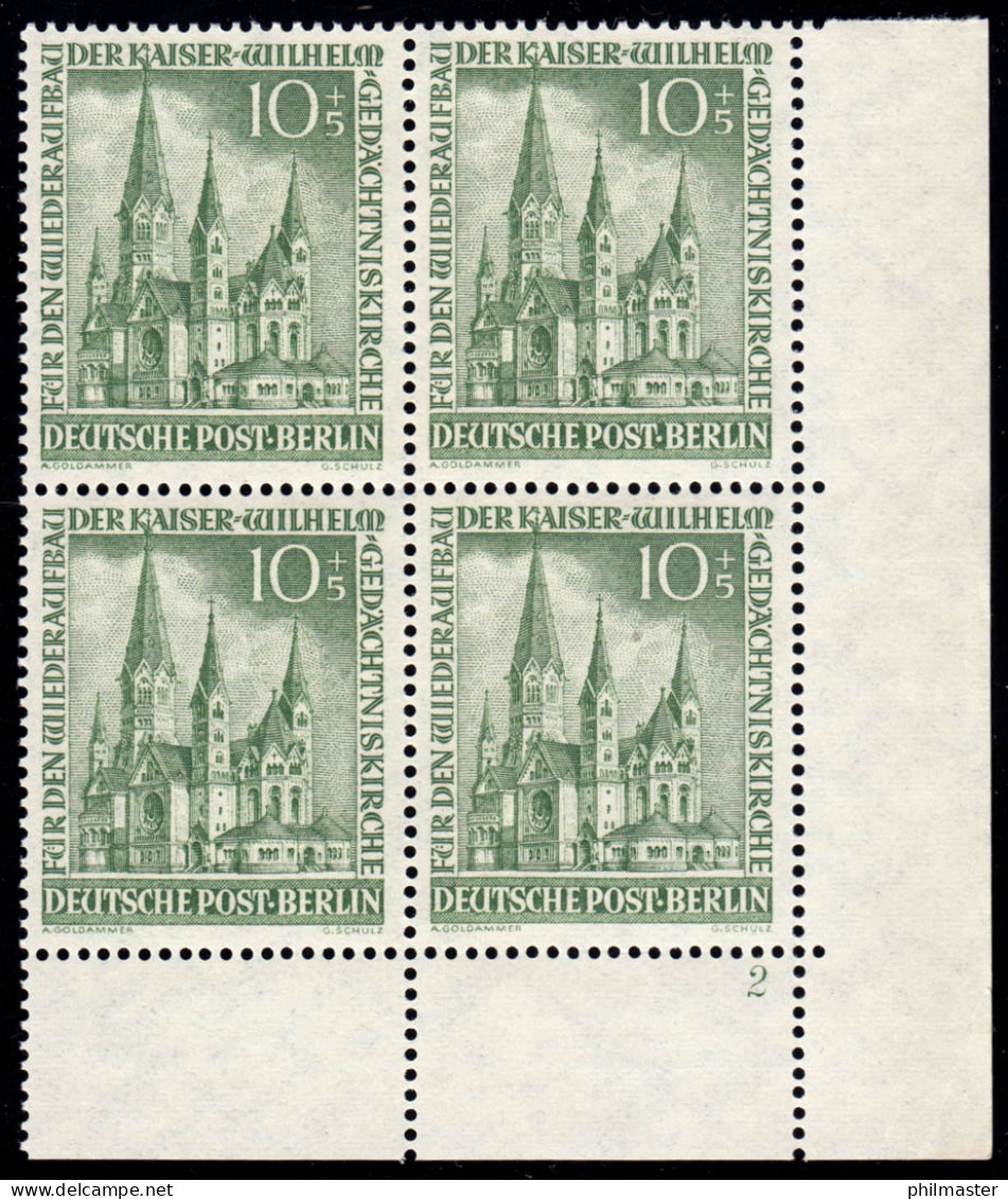 107 Gedächtniskirche 10 Pf Als Eckrand-Viererblock Mit FN 2, Ungefaltet, ** - Unused Stamps