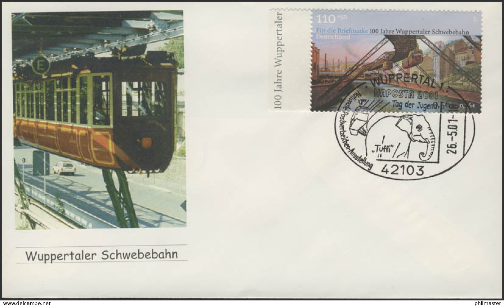 2171 Wuppertal, FDC SSt NAPOSTA Elefant/Tag Der Jugend - Lettres & Documents