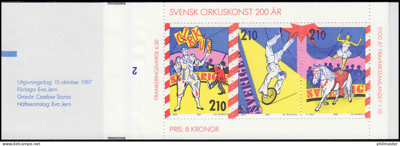 Markenheftchen 124 Zirkus In Schweden, Mit Spiegelverkehrte FN 2 ** - Unclassified