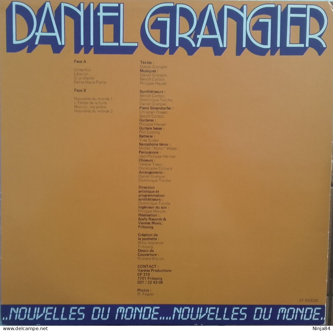 LP 33 CM (12") Daniel Grangier  "  Nouvelles Du Monde   "  Suisse - Disco, Pop