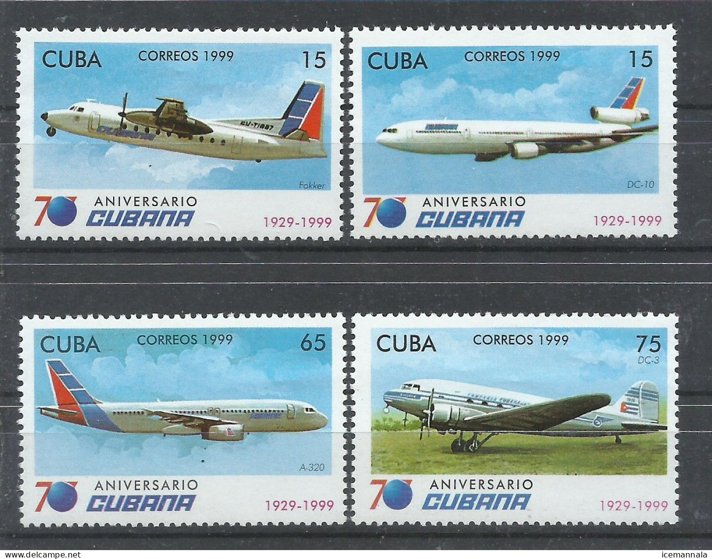 CUBA   YVERT   3834/37    MNH  ** - Airplanes